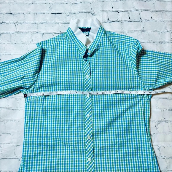 Pearly Vine Button Down Check Women's Blouse Top White Ruffle Ribbon Trim Size S - Picture 7 of 12